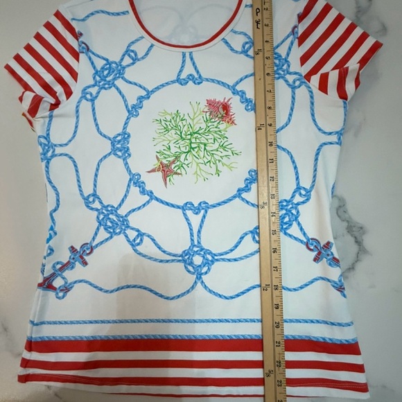 J McLaughlin Nautical Rope Print Catalina Cloth Women's Top M/L - Picture 4 of 5